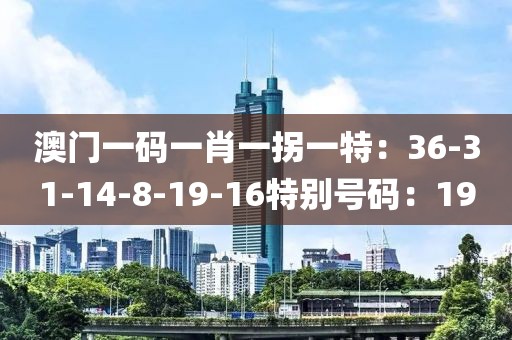 澳门一码一肖一拐一特：36-31-14-8-19-16特别号码：19