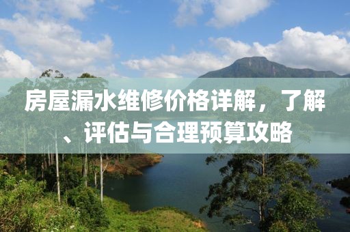 房屋漏水维修价格详解，了解、评估与合理预算攻略