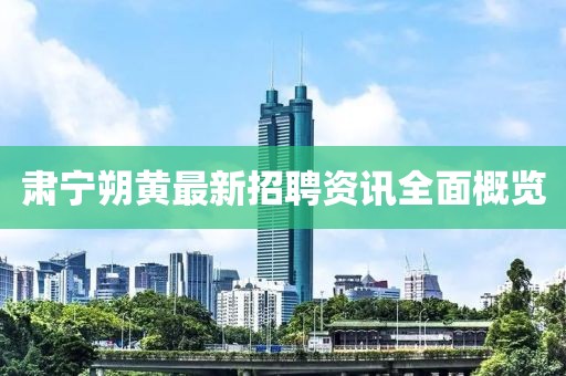 肃宁朔黄最新招聘资讯全面概览
