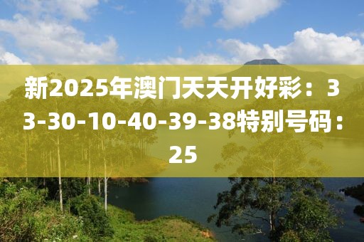 新2025年澳门天天开好彩：33-30-10-40-39-38特别号码：25