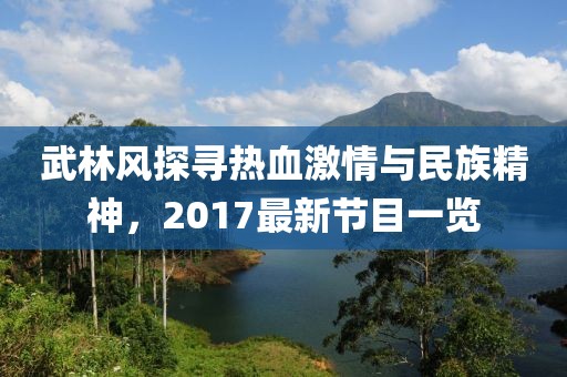 武林风探寻热血激情与民族精神，2017最新节目一览