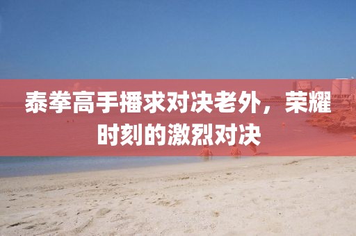 泰拳高手播求对决老外，荣耀时刻的激烈对决