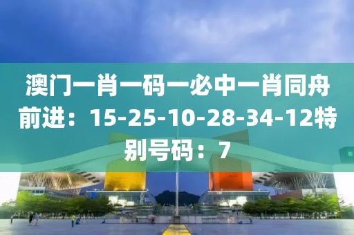 澳门一肖一码一必中一肖同舟前进：15-25-10-28-34-12特别号码：7