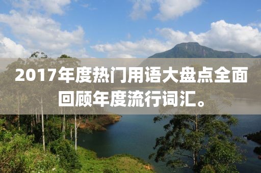 2017年度热门用语大盘点全面回顾年度流行词汇。