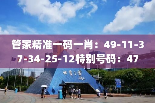 管家精准一码一肖：49-11-37-34-25-12特别号码：47