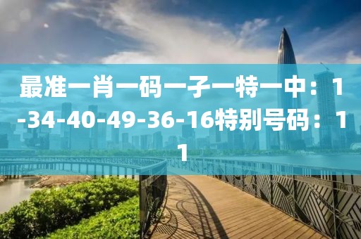 最准一肖一码一孑一特一中：1-34-40-49-36-16特别号码：11