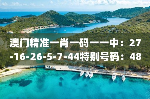 澳门精准一肖一码一一中：27-16-26-5-7-44特别号码：48