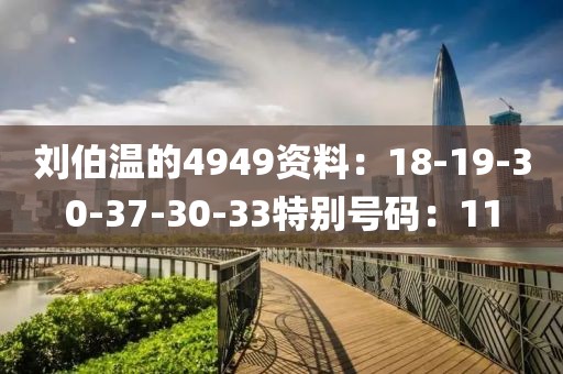 刘伯温的4949资料：18-19-30-37-30-33特别号码：11