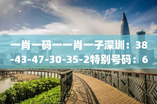 一肖一码一一肖一子深圳：38-43-47-30-35-2特别号码：6