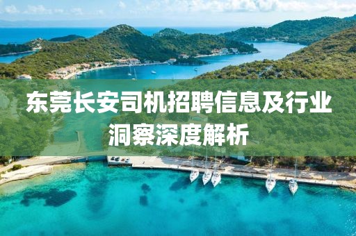 东莞长安司机招聘信息及行业洞察深度解析