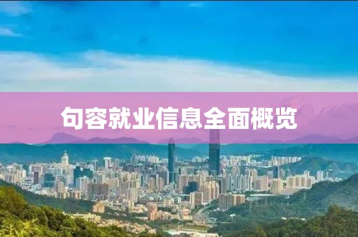 句容就业信息全面概览