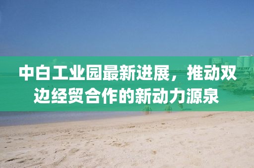 中白工业园最新进展，推动双边经贸合作的新动力源泉
