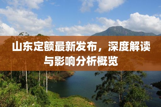 山东定额最新发布，深度解读与影响分析概览