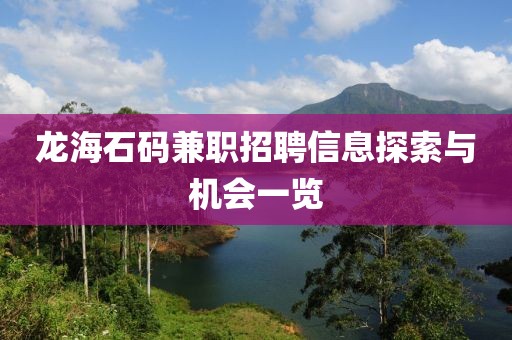 龙海石码兼职招聘信息探索与机会一览
