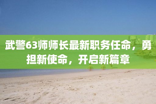 武警63师师长最新职务任命，勇担新使命，开启新篇章