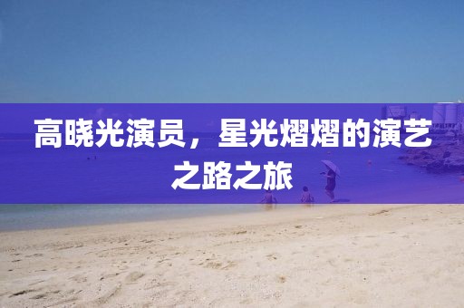 高晓光演员，星光熠熠的演艺之路之旅