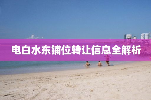 电白水东铺位转让信息全解析