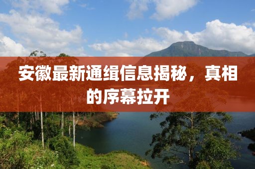 安徽最新通缉信息揭秘，真相的序幕拉开