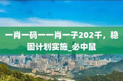 一肖一码一一肖一子202千，稳固计划实施_必中鼠