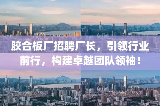 胶合板厂招聘厂长，引领行业前行，构建卓越团队领袖！