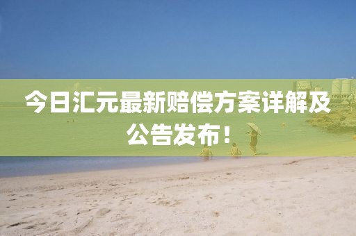 今日汇元最新赔偿方案详解及公告发布！
