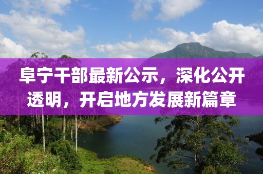 阜宁干部最新公示，深化公开透明，开启地方发展新篇章