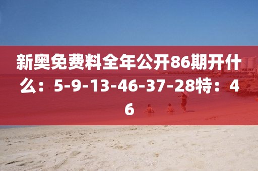 新奥免费料全年公开86期开什么：5-9-13-46-37-28特：46